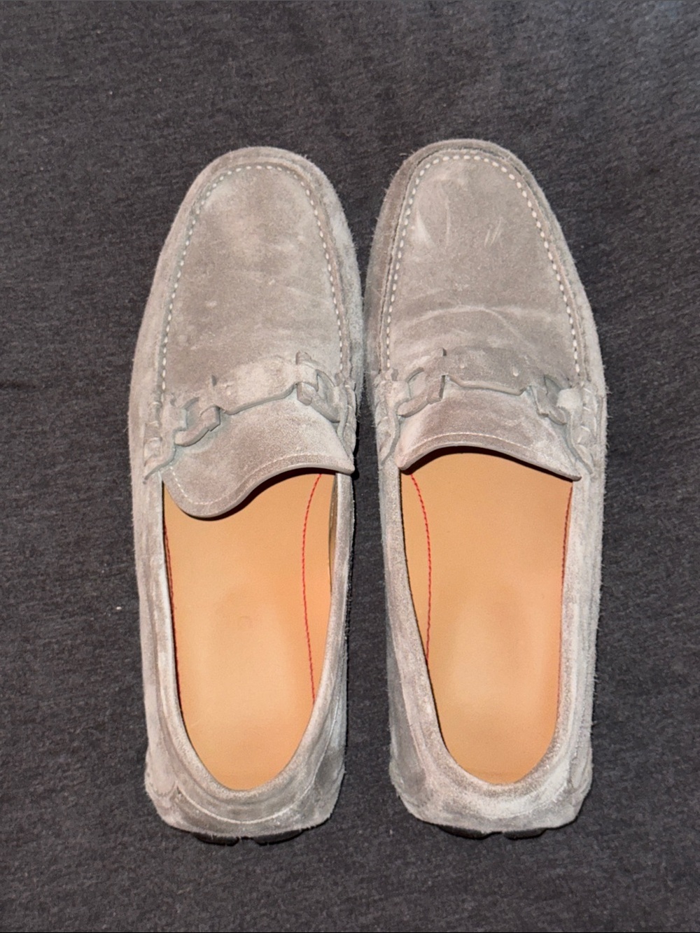 Ferragamo Men's Grey Suede Driving Loafers